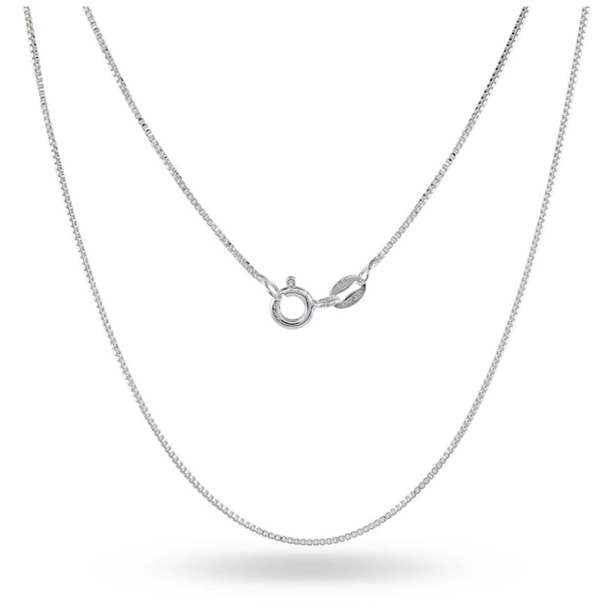 スターリングシルバー .8MM ユニセックス ボックスチェーン ネックレス