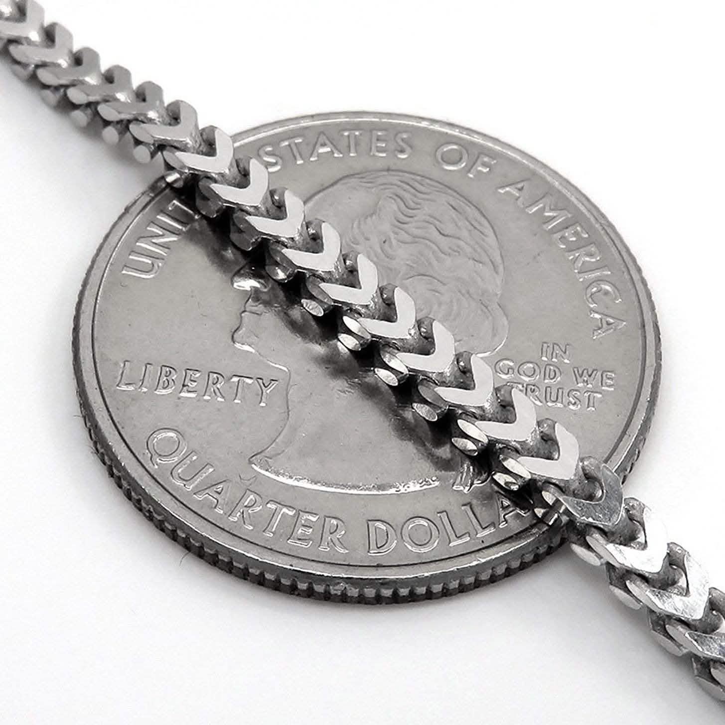 Sterling Silver Italian 2.5mm Franco Square Box Link Chain