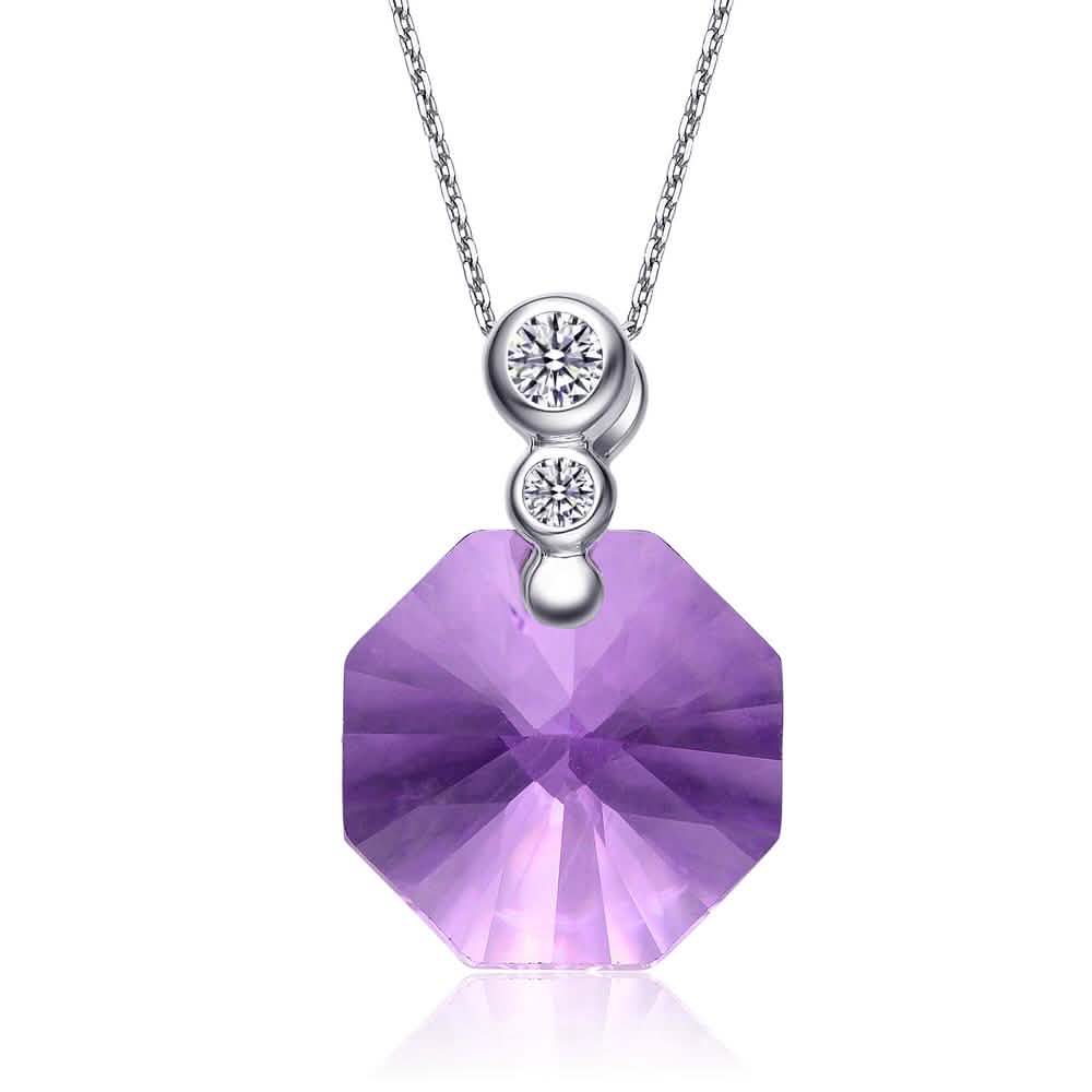 Collier en argent sterling avec pendentif violet