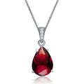 Collier pendentif en argent sterling et zircone cubique rouge