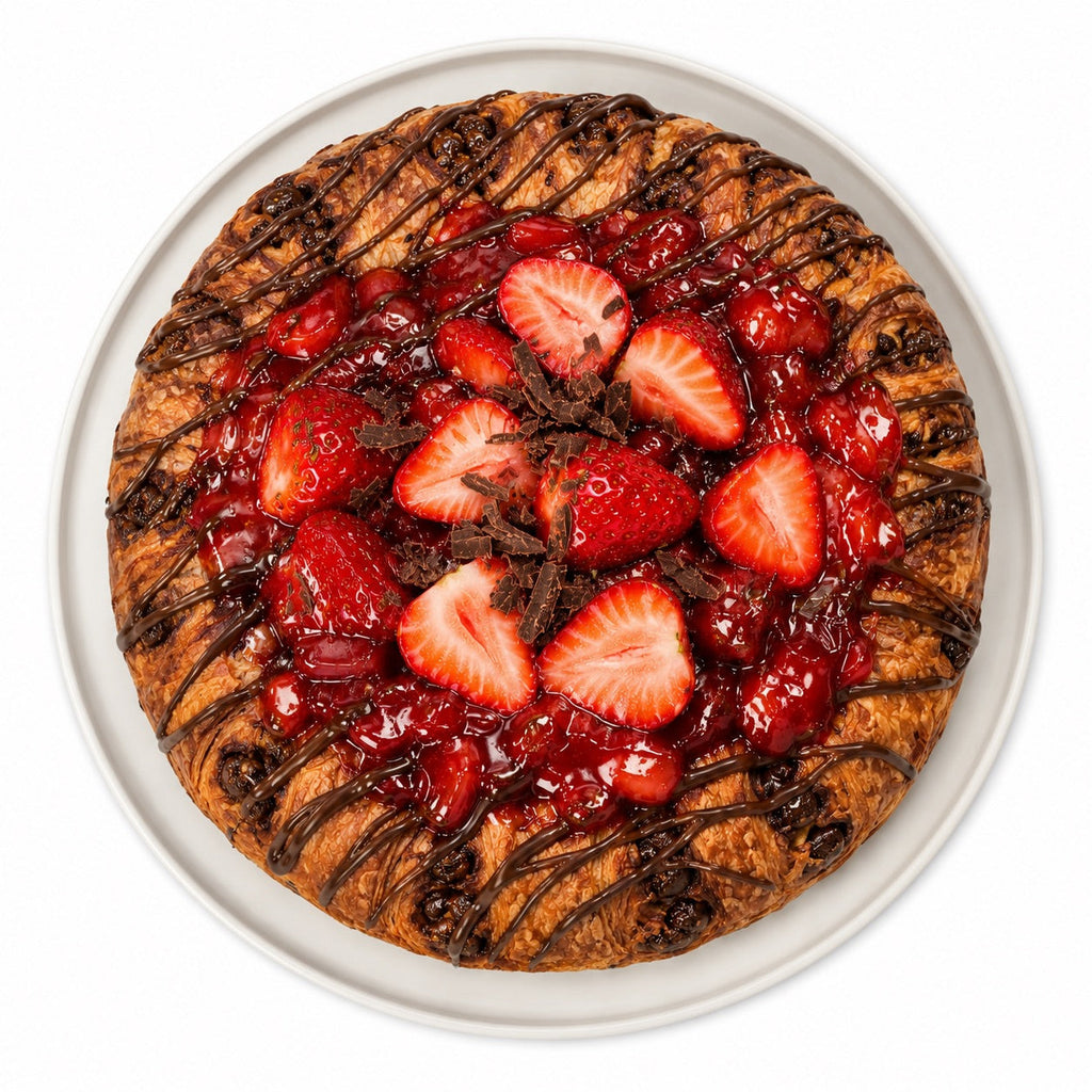 Andy Anand Sugar-Free Strawberry Chocolate Croissant Cake, 2.5 lb – Keto & Diabetic-Friendly, Flaky Laminated Pastry, Birthday Gift Box