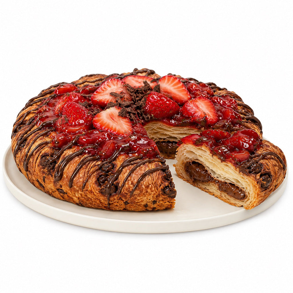 Andy Anand Sugar-Free Strawberry Chocolate Croissant Cake, 2.5 lb – Keto & Diabetic-Friendly, Flaky Laminated Pastry, Birthday Gift Box