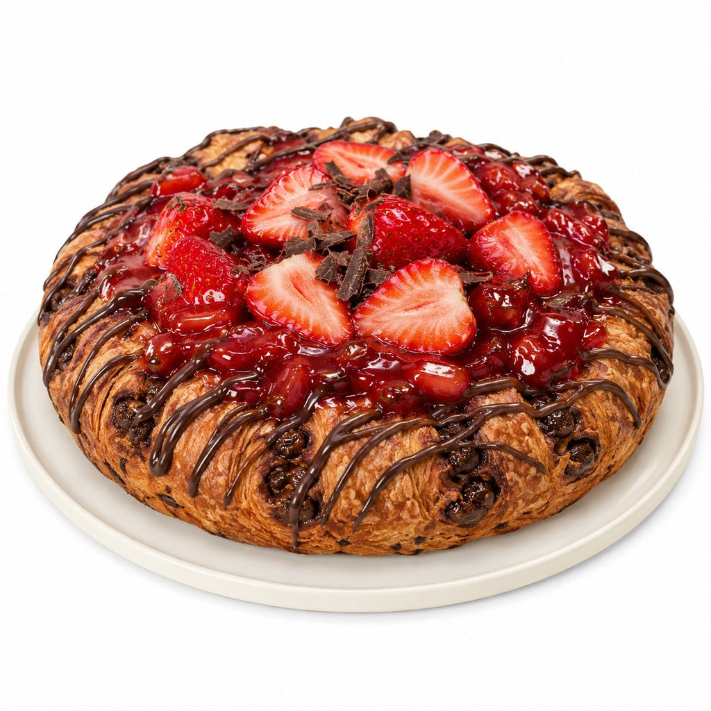 Andy Anand Sugar-Free Strawberry Chocolate Croissant Cake, 2.5 lb – Keto & Diabetic-Friendly, Flaky Laminated Pastry, Birthday Gift Box