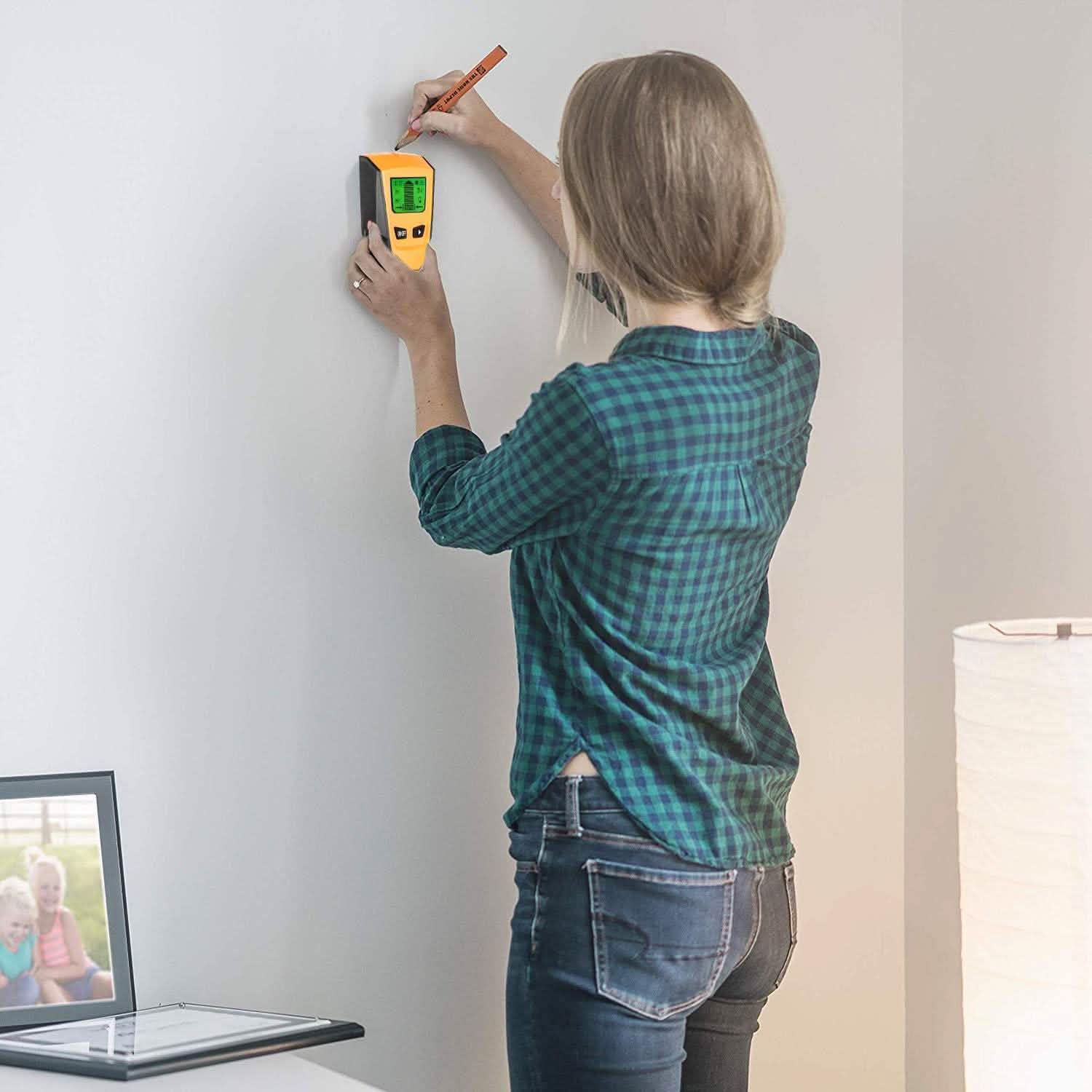 Détecteur de montants mural avec scanner et détecteur de fils sous tension CA avec écran LCD