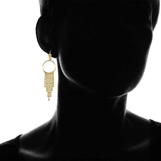 Gold Plated Chain Drop Hoop Earrings - Assorted Styles