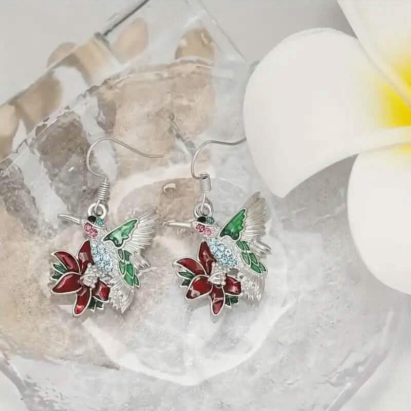 Boucles d'oreilles colibri et safran élégantes
