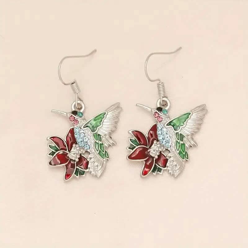 Boucles d'oreilles colibri et safran élégantes