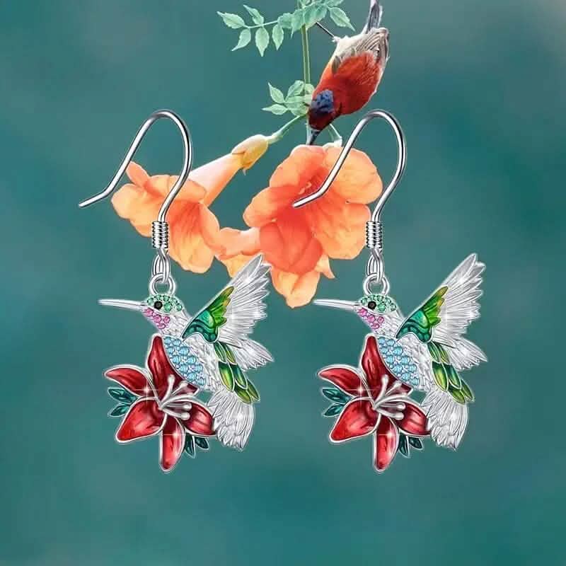 Boucles d'oreilles colibri et safran élégantes