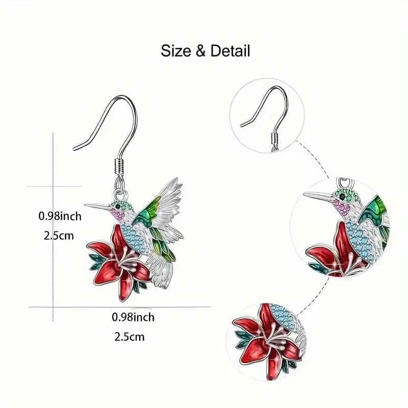 Boucles d'oreilles colibri et safran élégantes