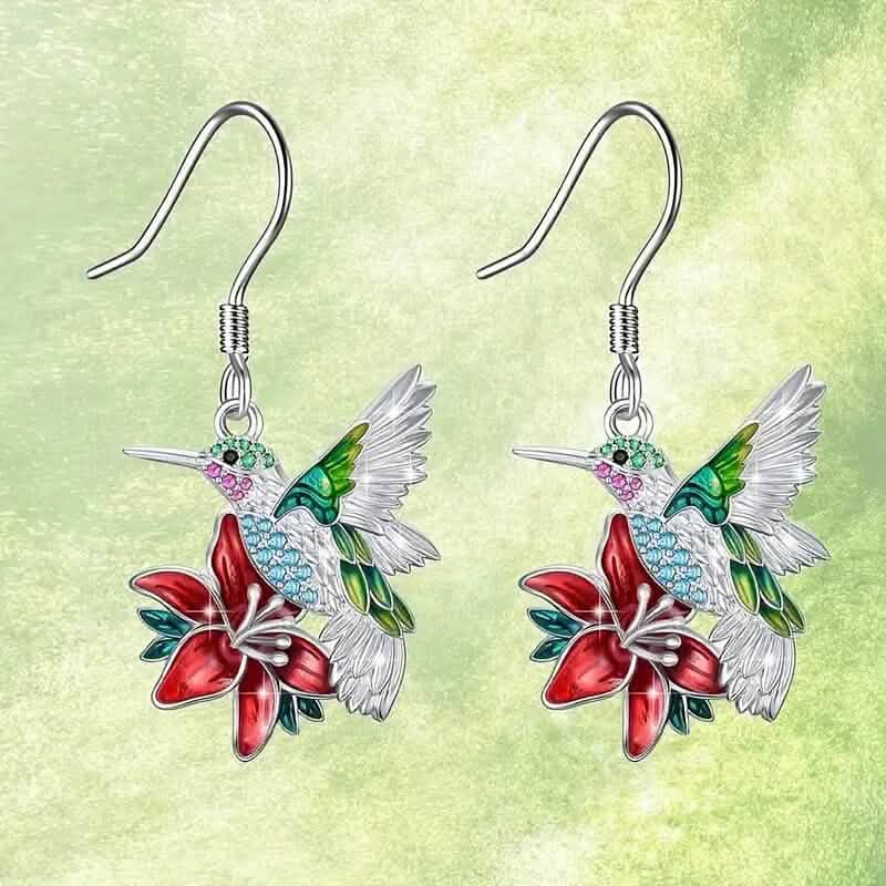 Boucles d'oreilles colibri et safran élégantes