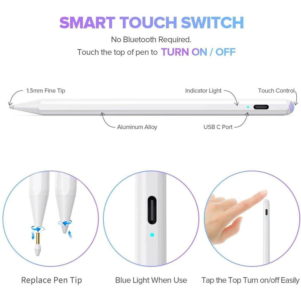 Stylet pour iPad avec Rejet de la Paume, Crayon Actif Compatible avec (2018-2020)