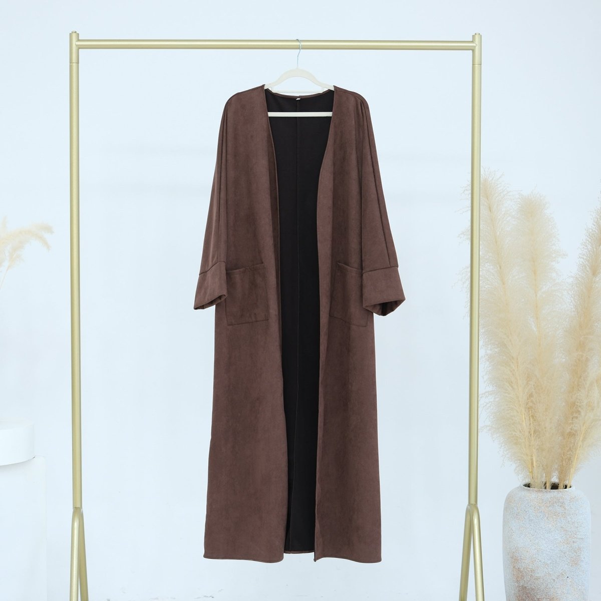 Suede Cardigan Open Abaya (MOA093)