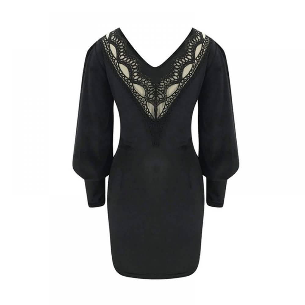Robe moulante décontractée Summark à manches longues en dentelle pour femme