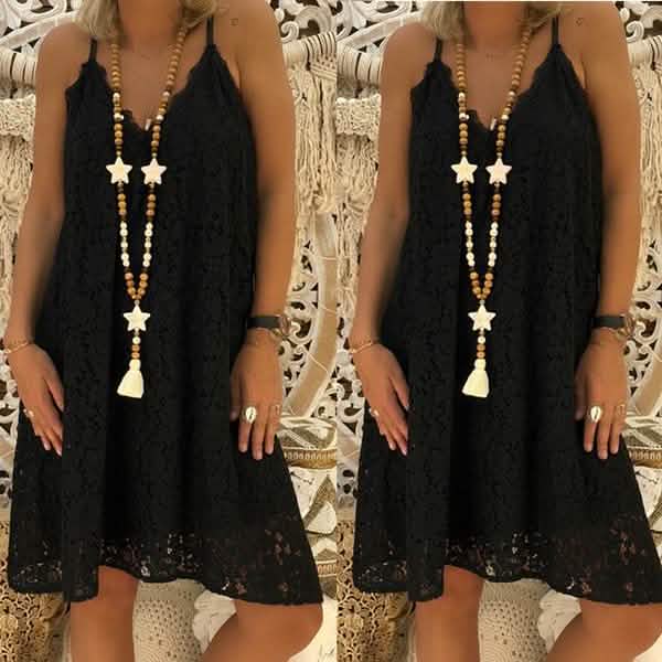Robe d'été ample sans manches à col en V pour femme
