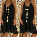 Robe d'été ample sans manches à col en V pour femme