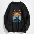 Sun and Letter Graphic Oversized Thermal Sweatshirt