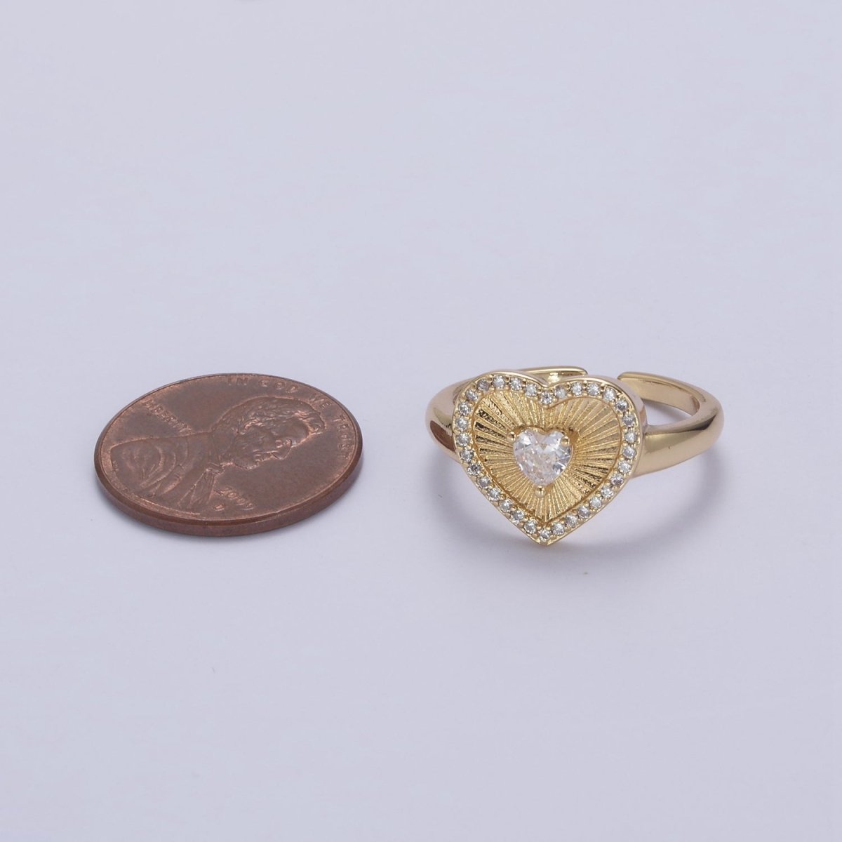 Sunburst Heart Ring • Unique 14k Gold Filled Ring • Valentine Ring • Gift for Her • Gold Valentine Statement Minimalist Jewelry R-320