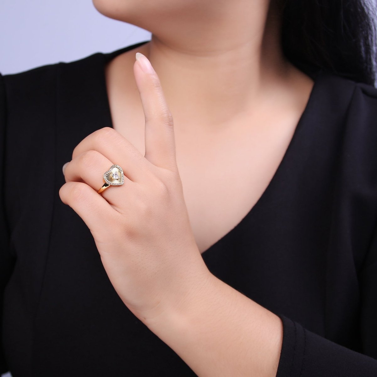 Sunburst Heart Ring • Unique 14k Gold Filled Ring • Valentine Ring • Gift for Her • Gold Valentine Statement Minimalist Jewelry R-320