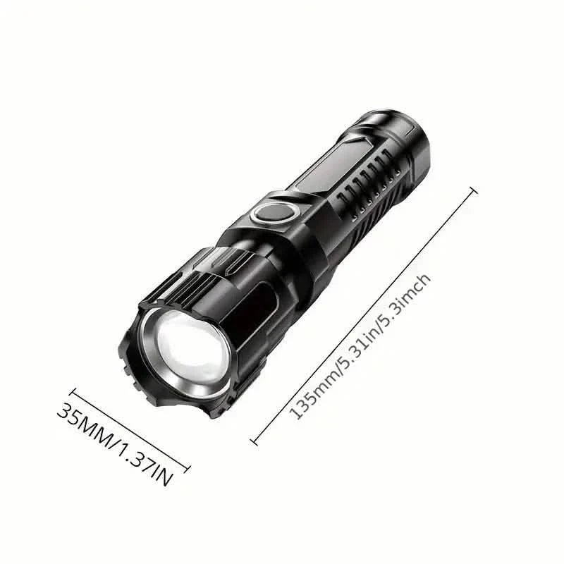 Lampe de poche super brillante, USB rechargeable, zoom télescopique, faisceau large
