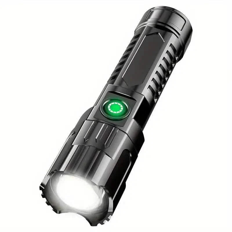 Lampe de poche super brillante, USB rechargeable, zoom télescopique, faisceau large