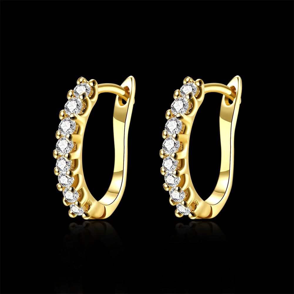 Swarovski Crystal Hoop Earrings In 18K Yellow Gold