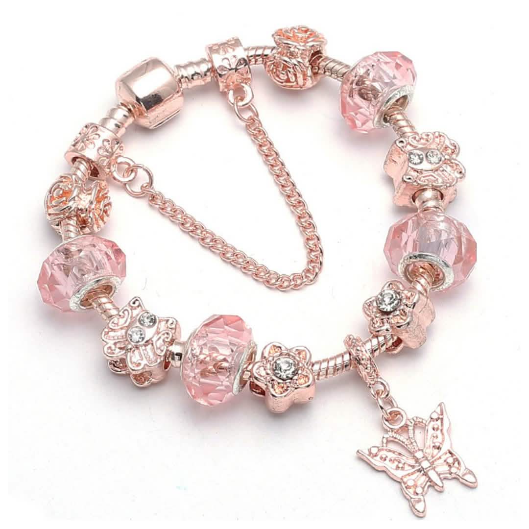 Bracelet Swarovski Cristal Papillon Murano en Or Rose 14 carats