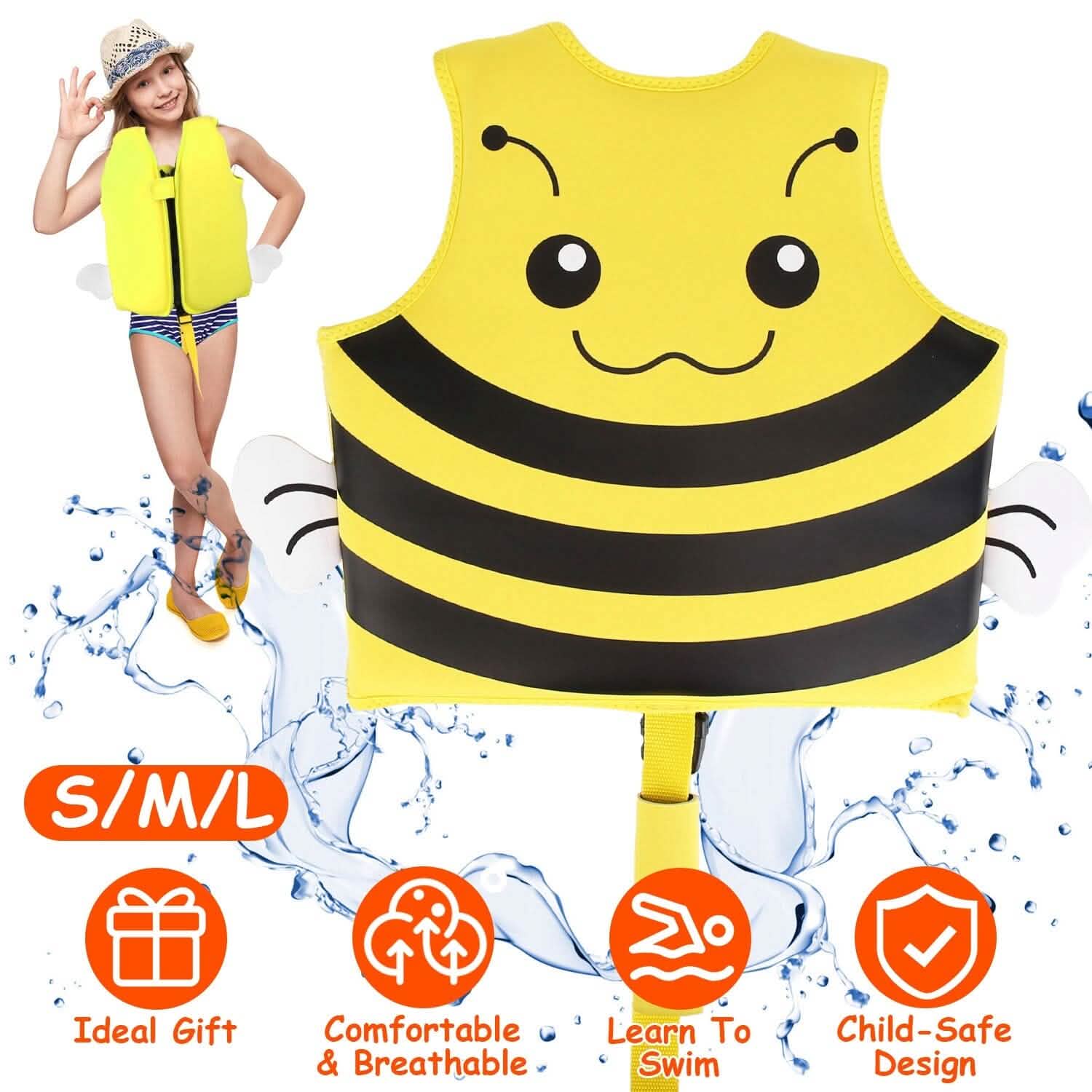 Swim Vest for Kids Float Jacket with Adjustable Crotch Strap