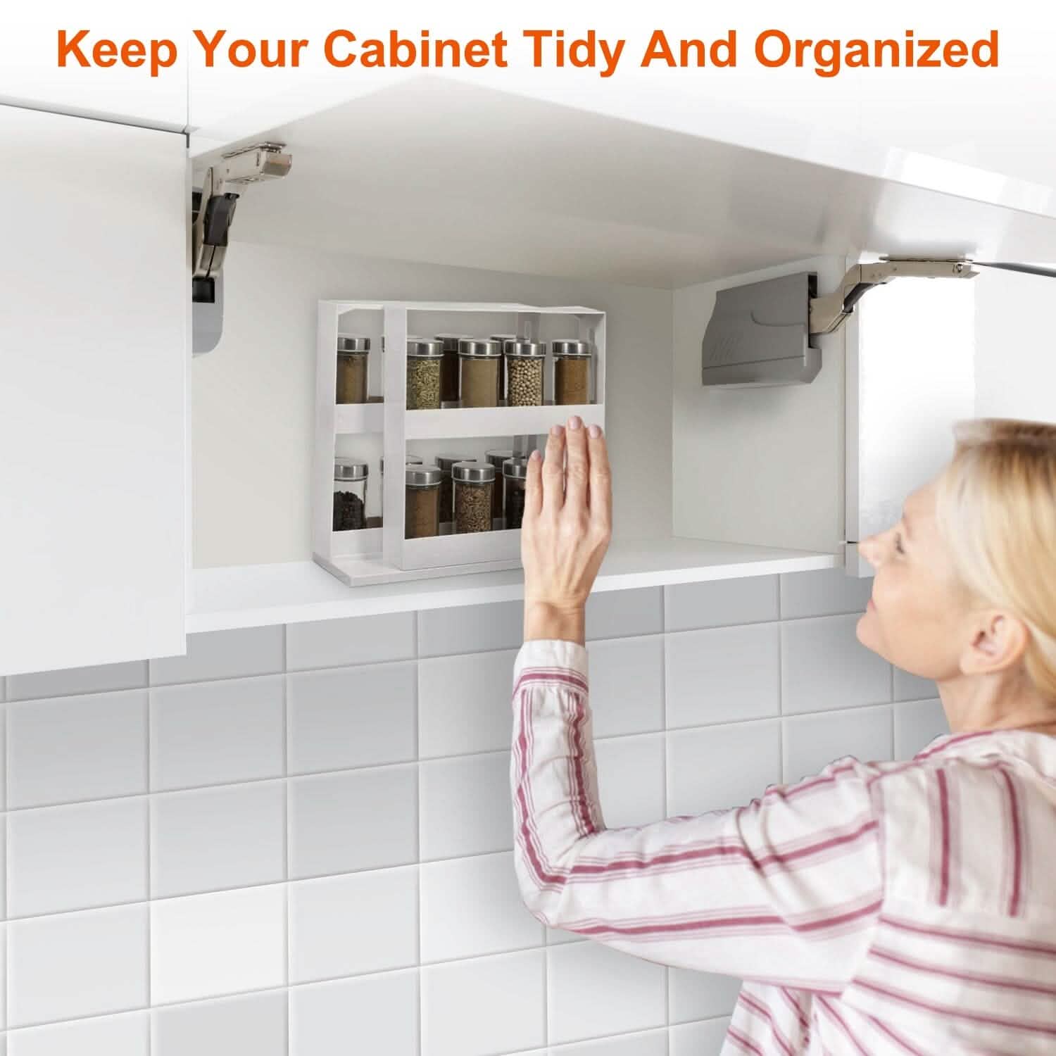 Swivel Cabinet Organizer Revolving Kitchen Rack Spice Organizer