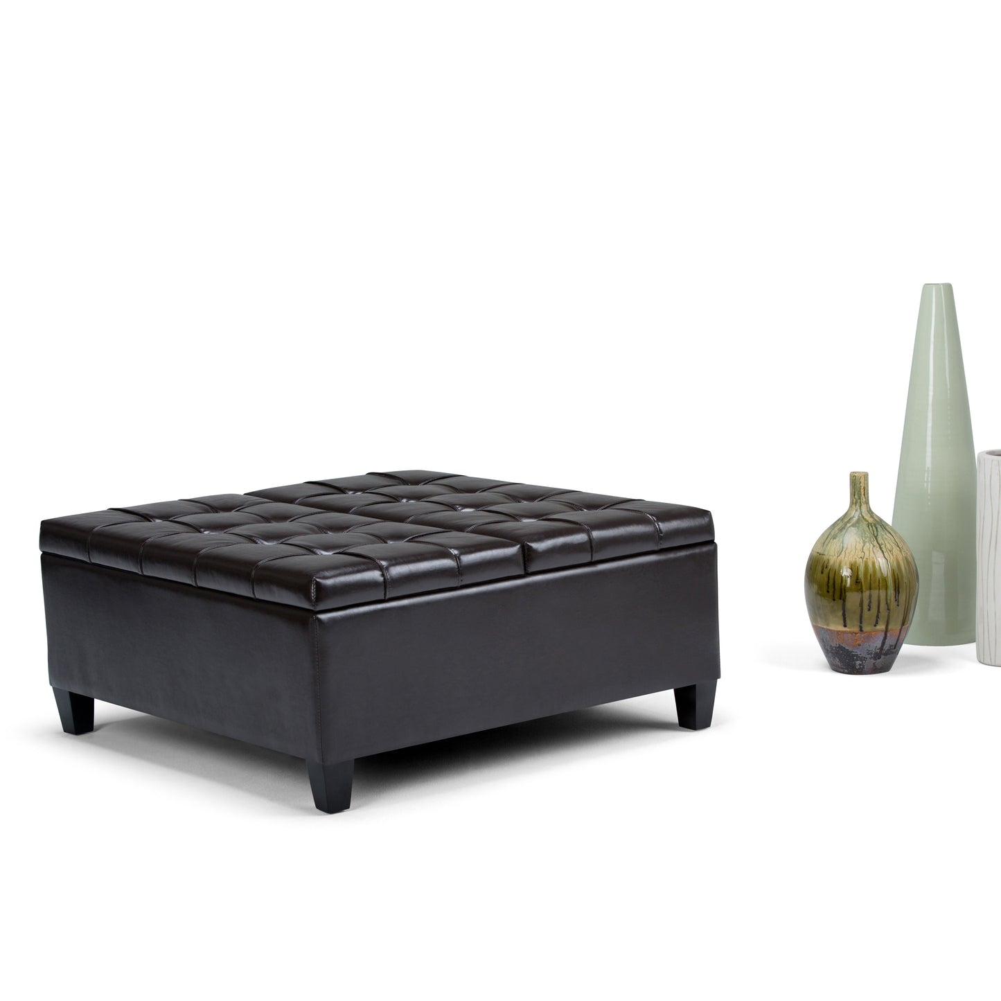 Harrison 36 Inch Wide Coffee Table Storage Ottoman in Tanners