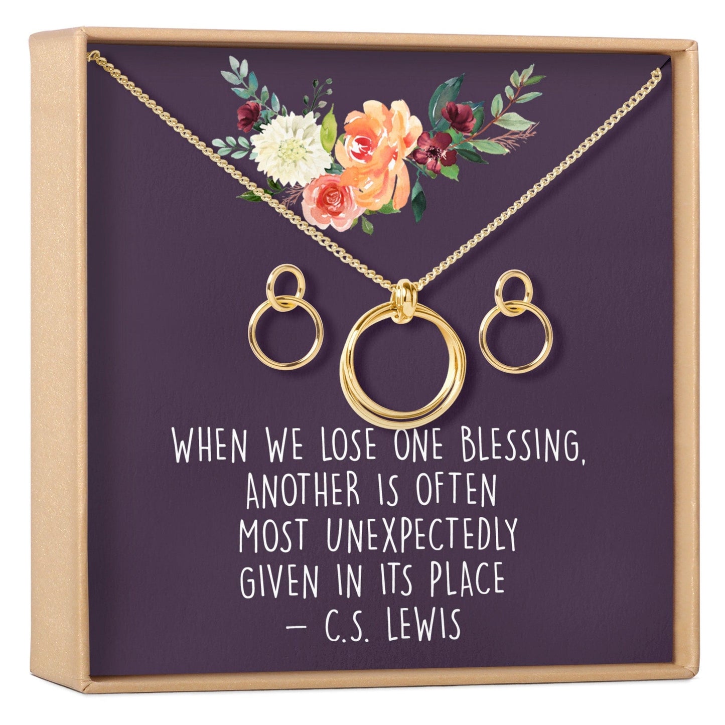 Sympathy Linked Circles Earring and Necklace Jewelry Set