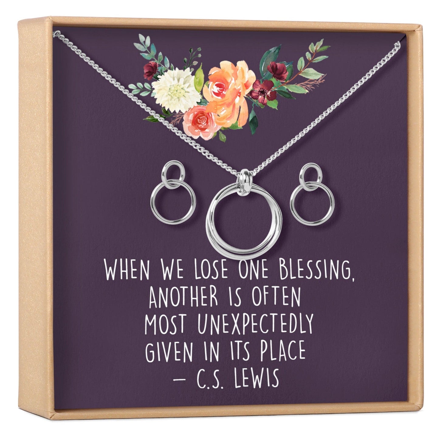 Sympathy Linked Circles Earring and Necklace Jewelry Set