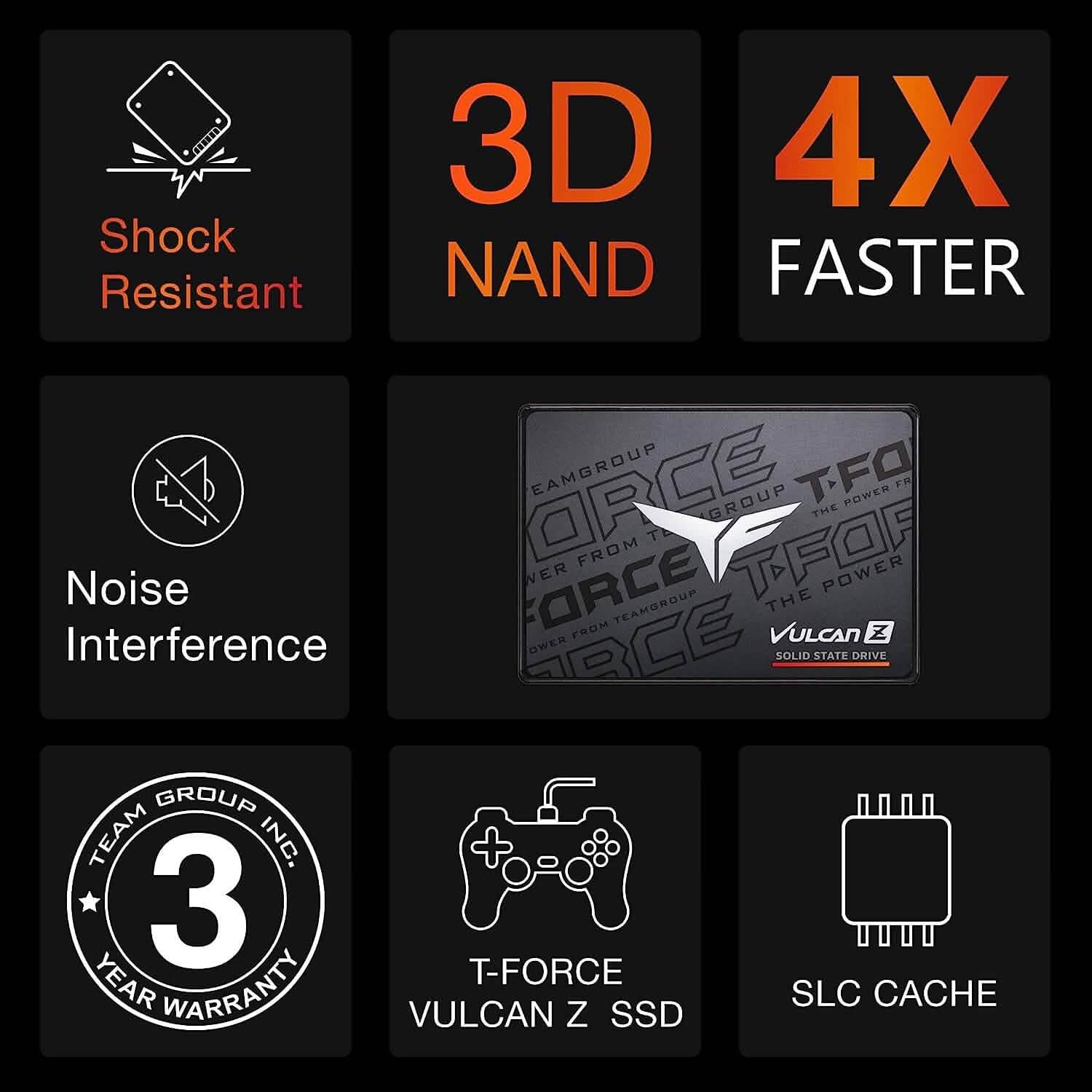 T-Force Vulcan Z 2TB SLC Cache 3D NAND TLC 2.5 Inch SATA III Internal Solid State Drive (Refurbished)