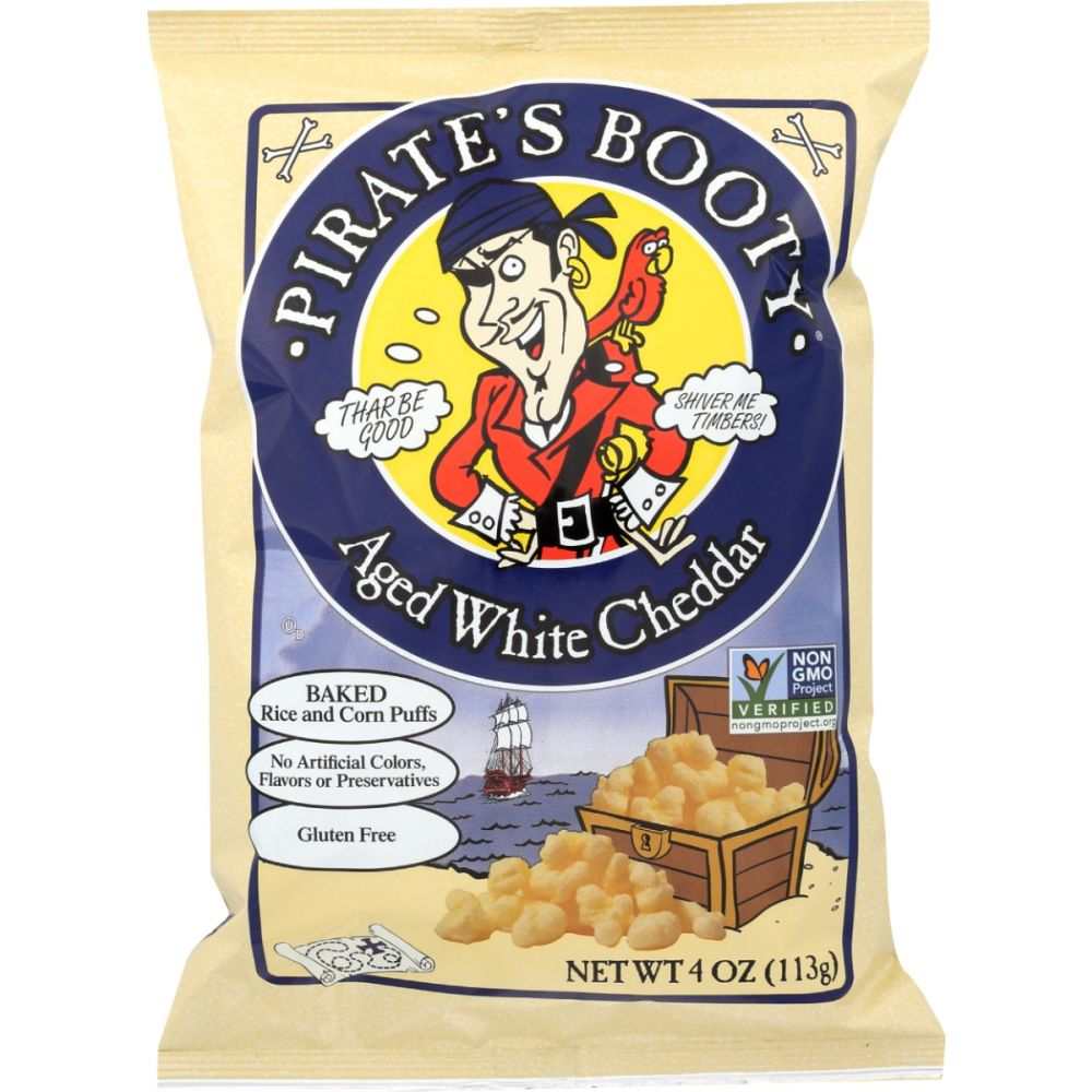 PIRATE BRANDS: Aged White Cheddar Rice and Corn Puffs, 4 oz