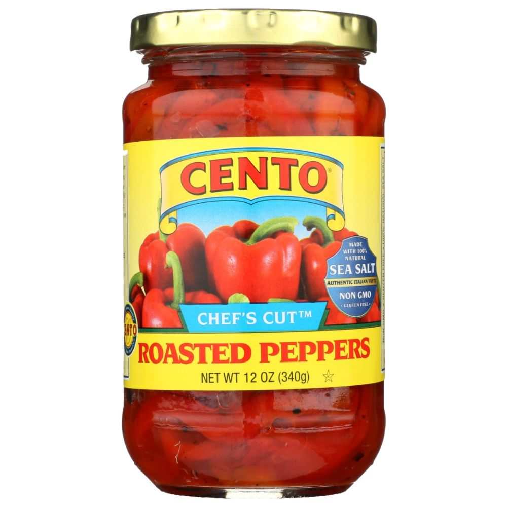 Cento Chefs Cut Roasted Peppers -All Natural, 12oz|Perfect for Recipes