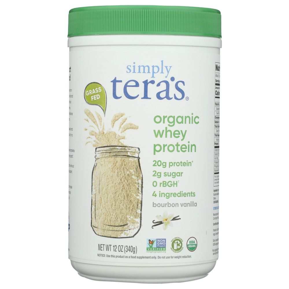 SIMPLY TERAS: Organic Whey Protein Bourbon Vanilla, 12 oz