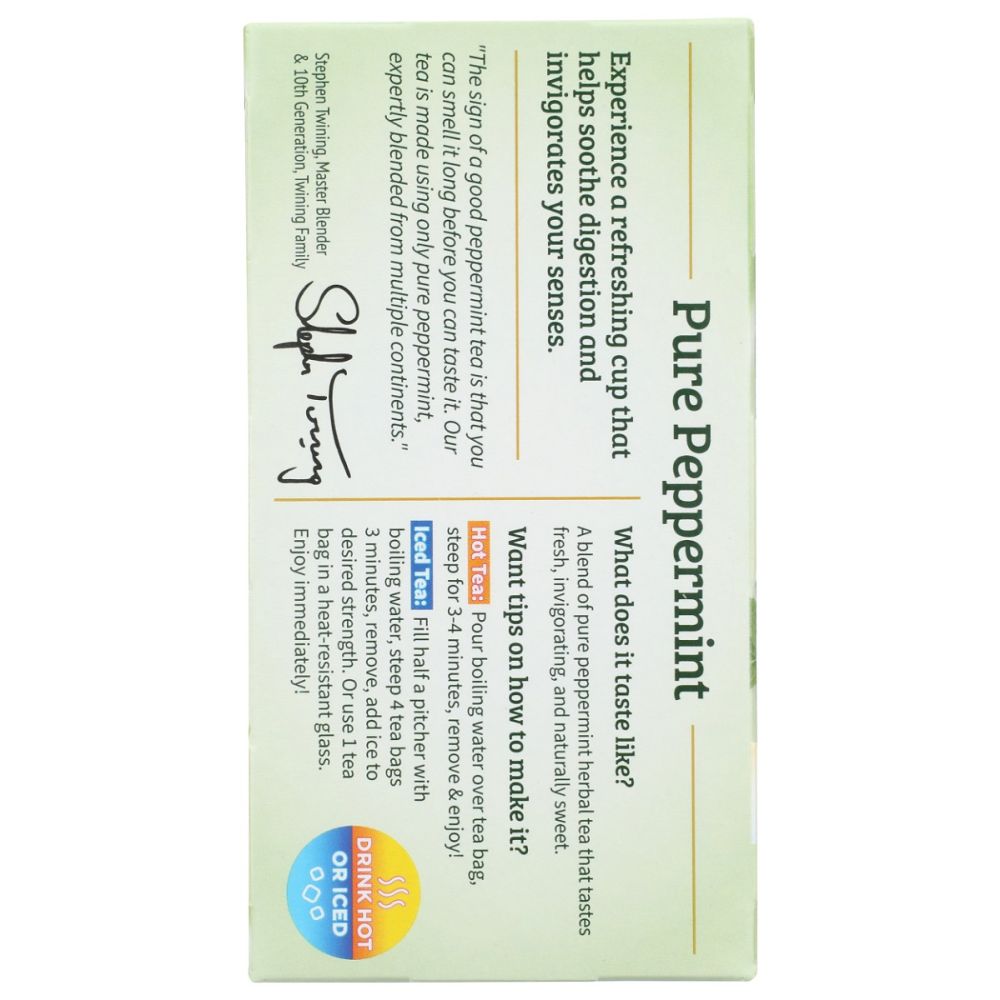 TWINING TEA: Pure Peppermint Herbal Tea, 20 bg