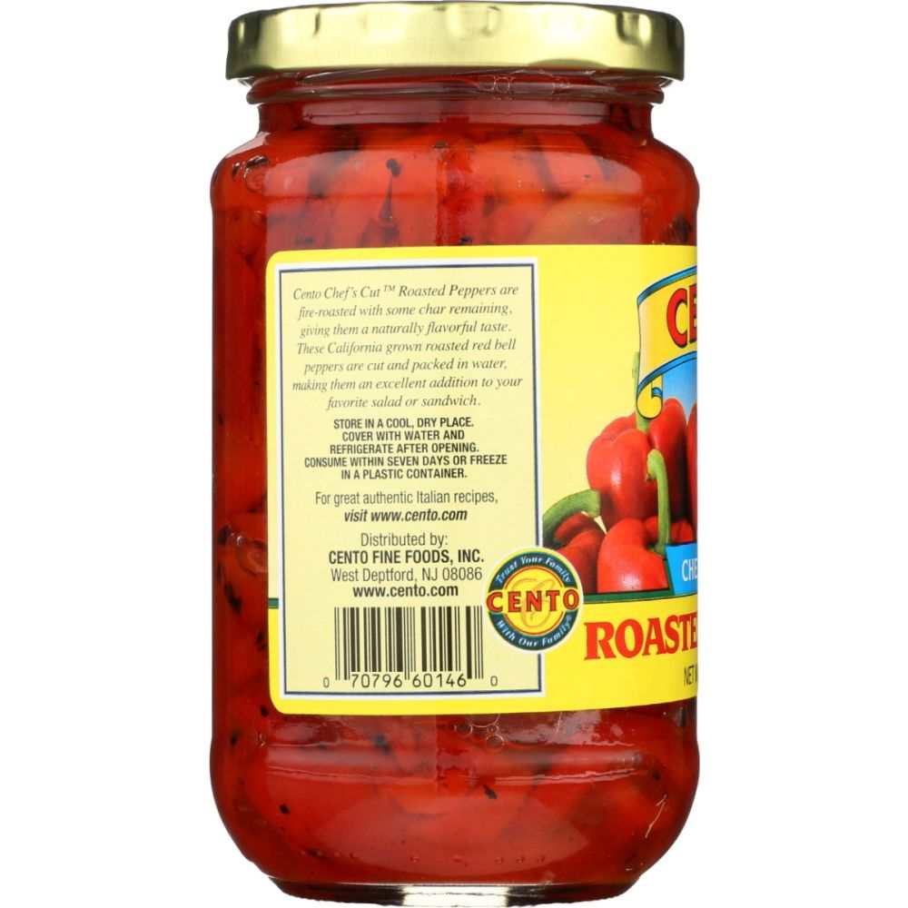 Cento Chefs Cut Roasted Peppers -All Natural, 12oz|Perfect for Recipes