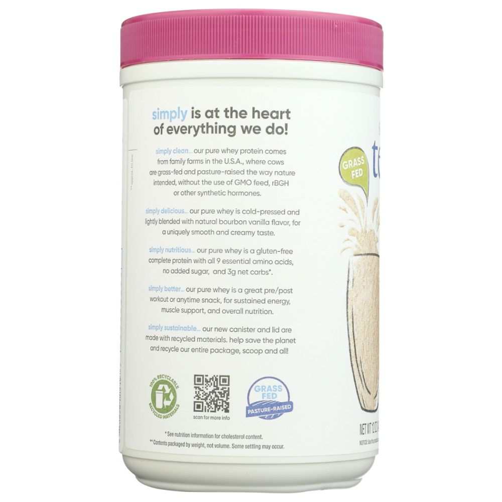 SIMPLY TERAS: Pure Whey Protein Bourbon Vanilla, 12 oz