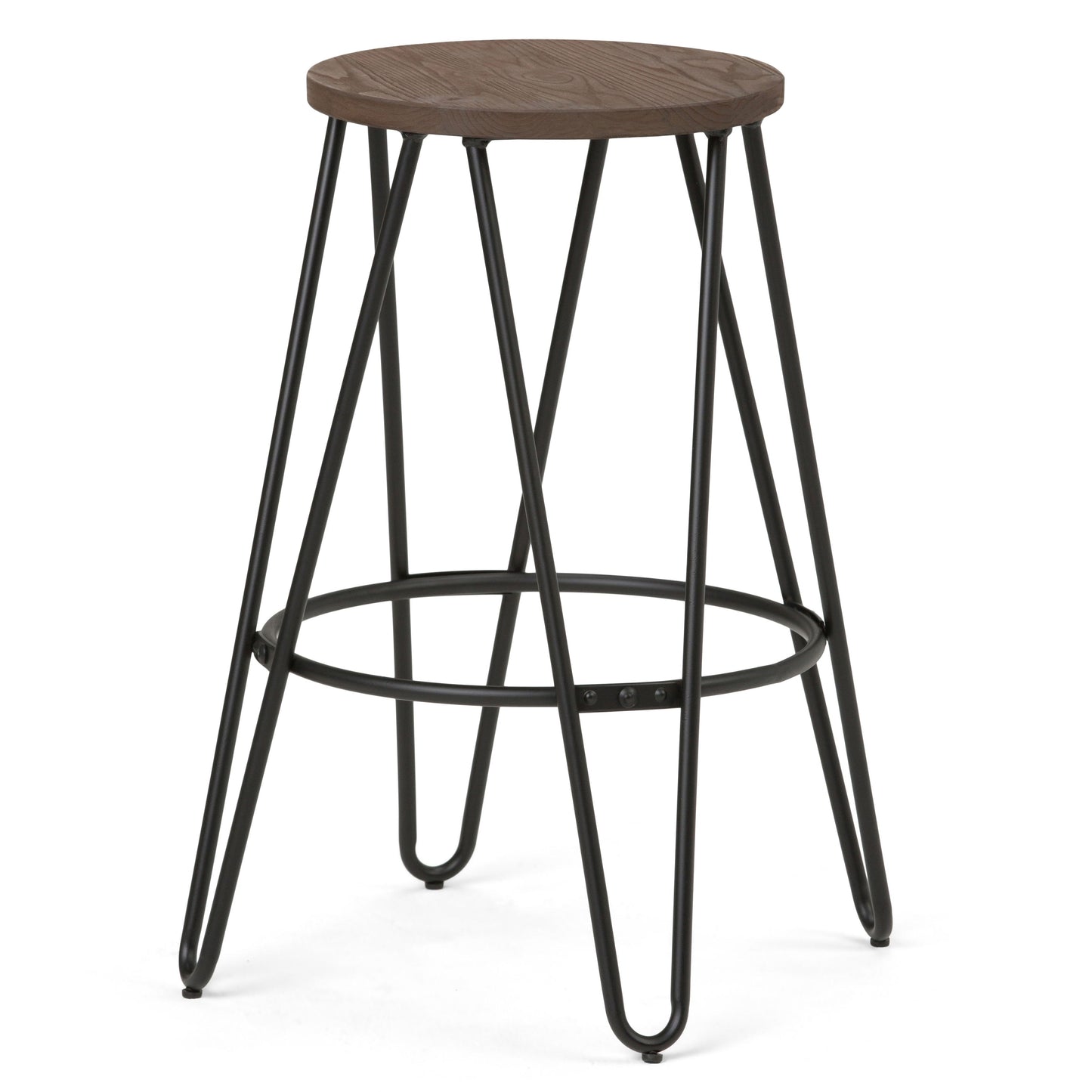 Simeon - 26" Metal Counter Height Stool with Wood Seat (Set of 2) - Cocoa