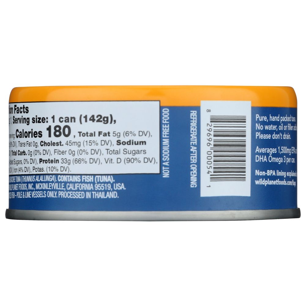 WILD PLANET: Albacore Wild Tuna No Salt Added, 5 oz