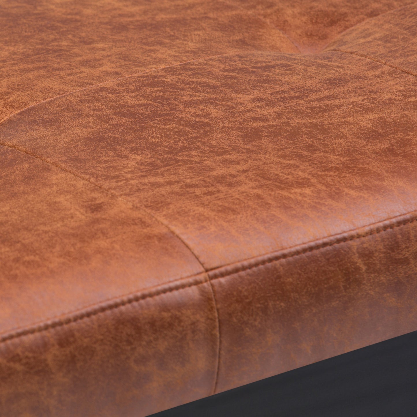 Lacey - Tufted Ottoman Bench - Distressed Saddle