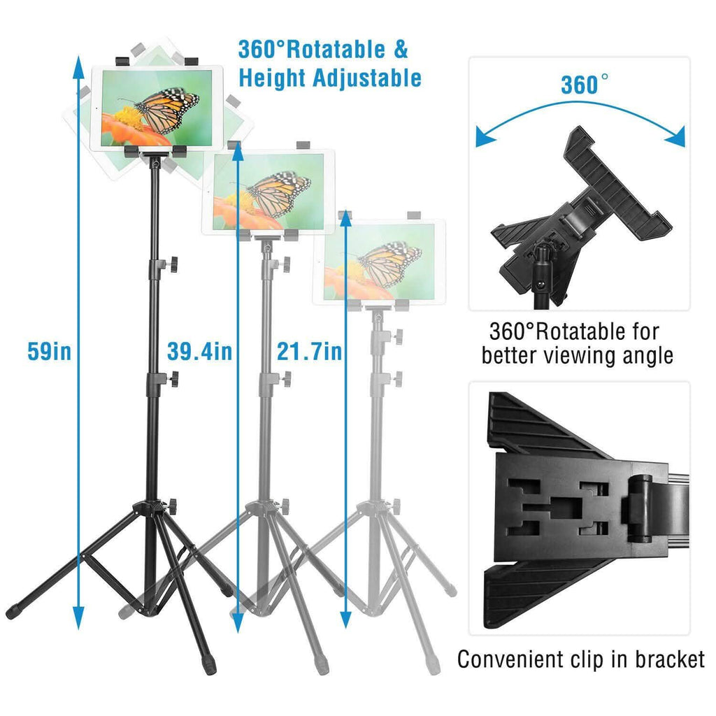 テーブルマウント360°回転タブレット三脚