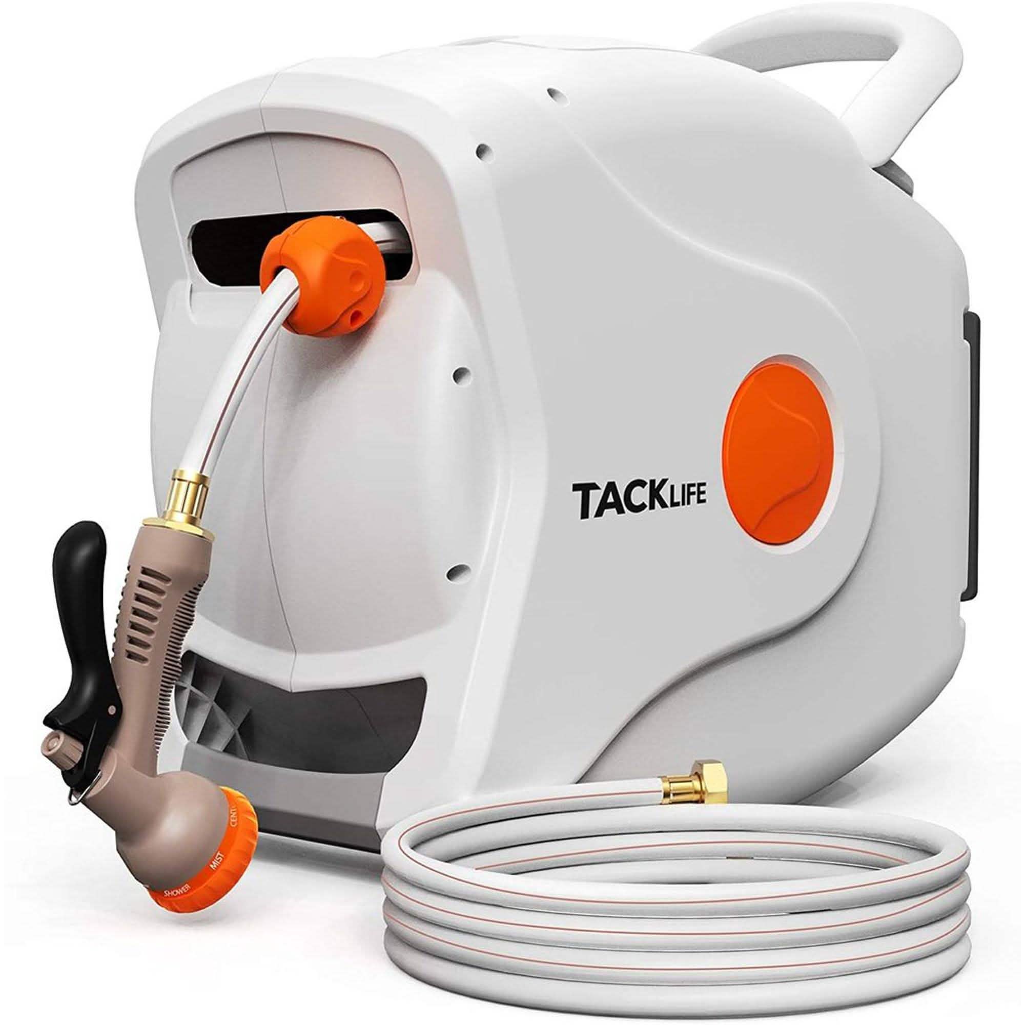 TACKLIFE ガーデン伸縮ホースリール 82+8フィート 5/8インチ 壁掛け式