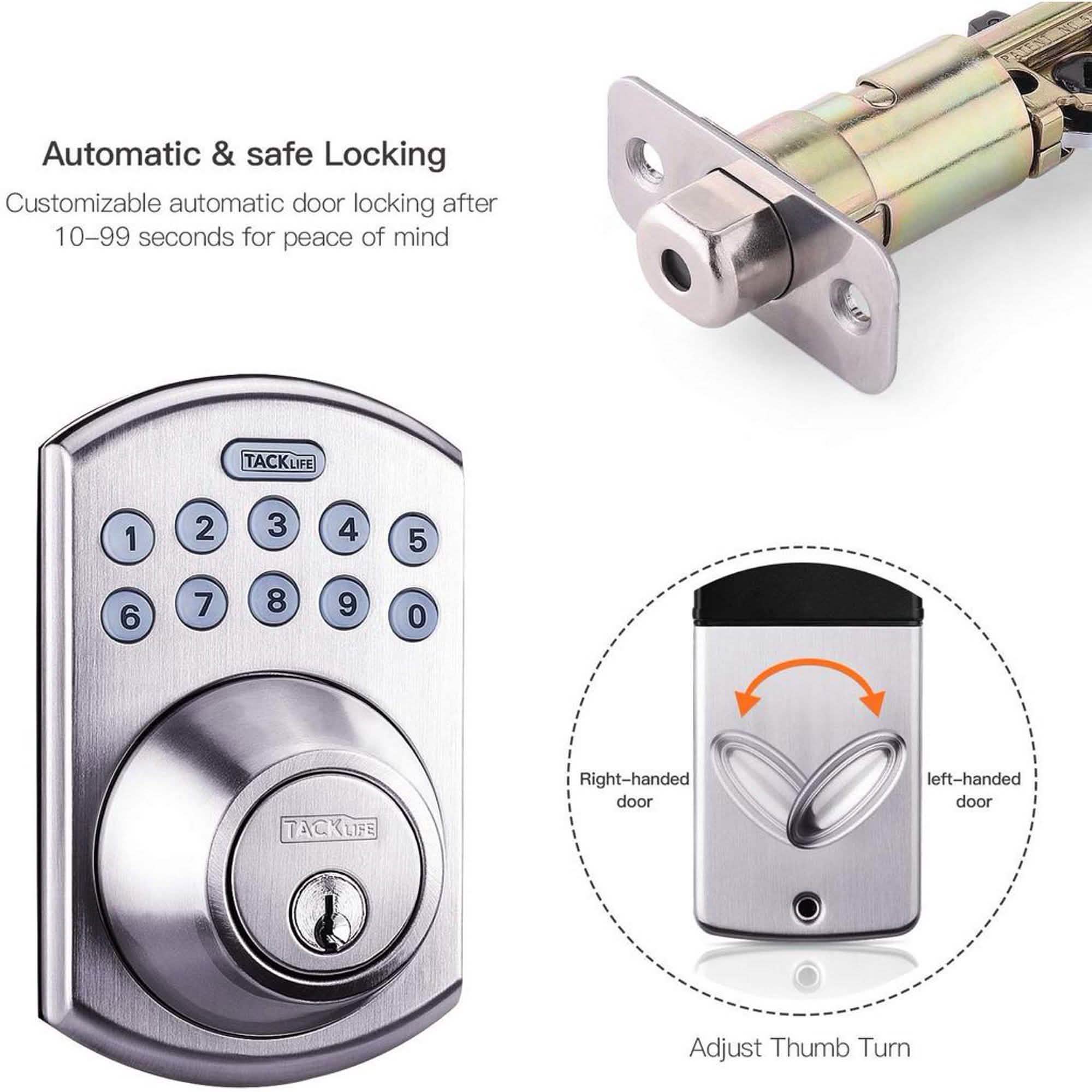 TACKLIFE Keypad Electronic Deadbolt Door Lock, Keyless Entry Door Lock With 1-Touch Motorized Auto-Locking