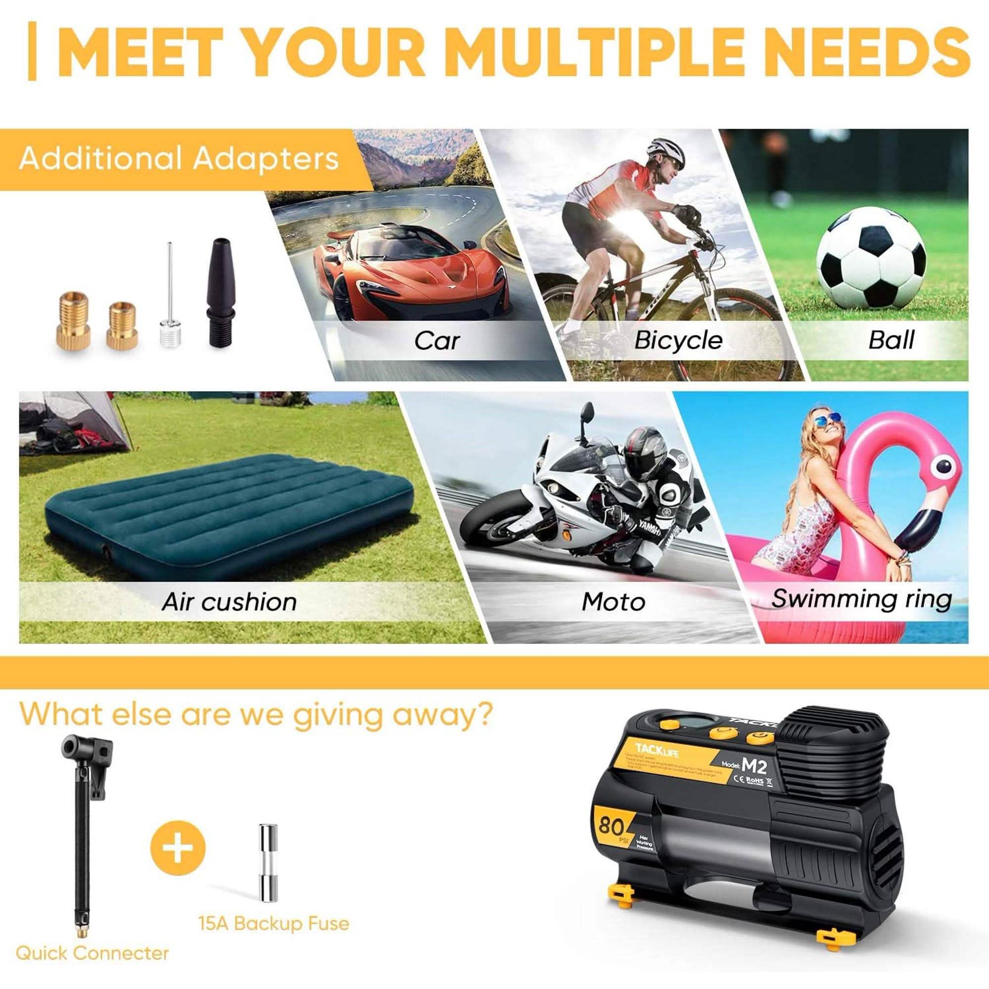 Tacklife Portable 12V DC Digital Auto Tire Inflator M2