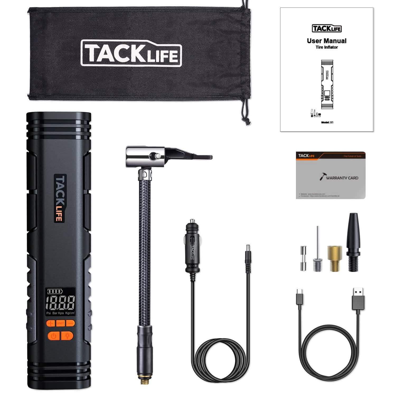 Tacklife X1 充電式コードレスタイヤインフレーター