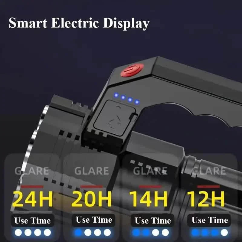 Lampe de poche tactique à LED, 800 mAh rechargeable par USB, lumière haute puissance avec 4 modes de sortie