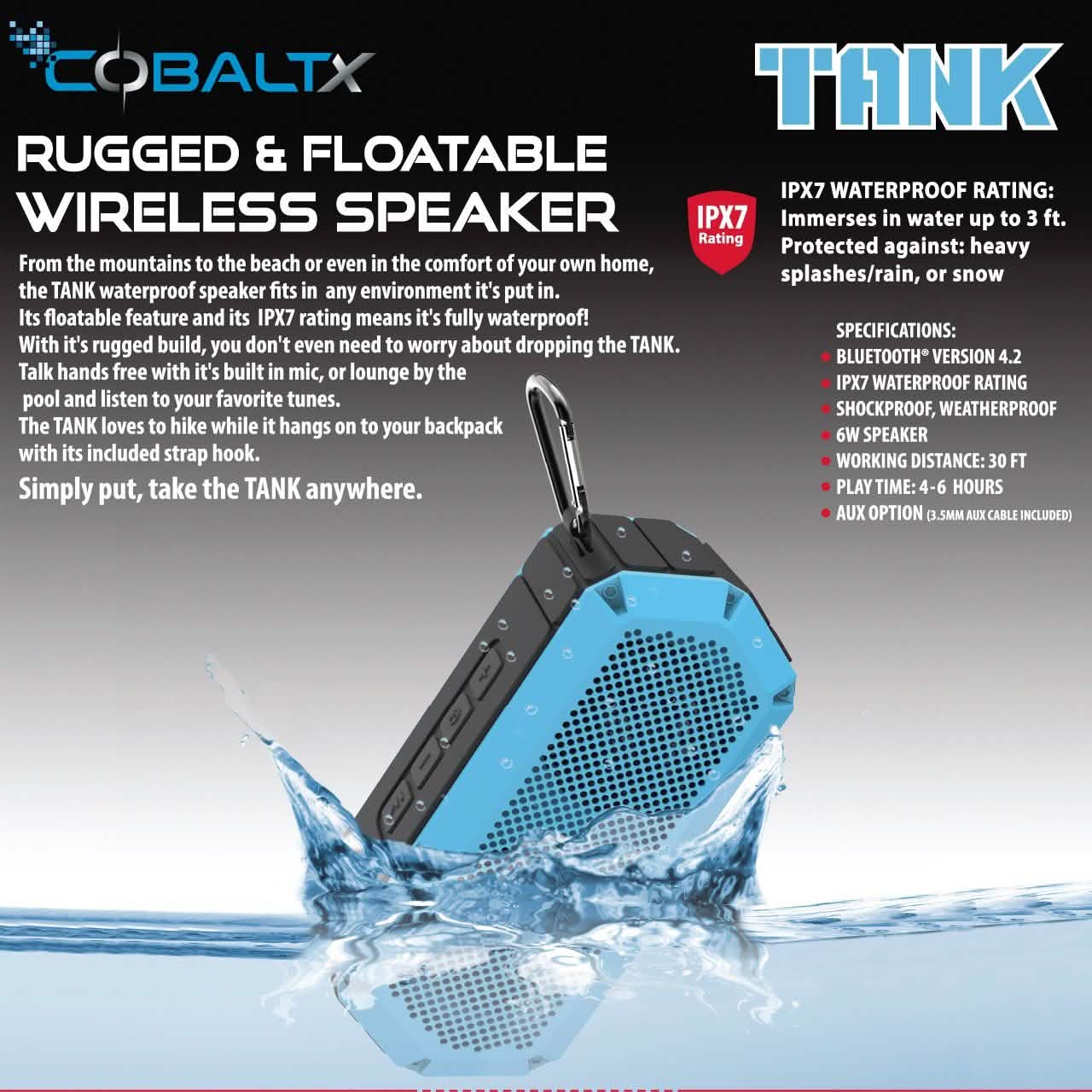 Tank Ipx7 Waterproof Rugged 10w Bluetooth Speaker - Assorted Styles