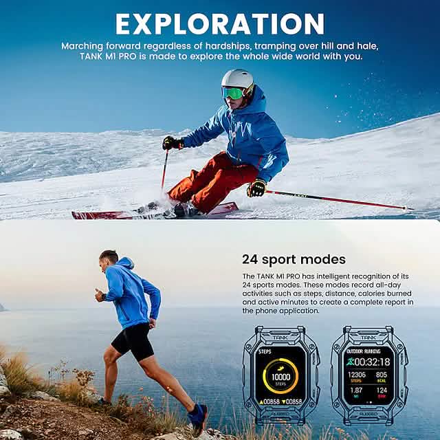 TANK M1 PRO Montre intelligente Montre connectée de fitness de 1,72 pouce