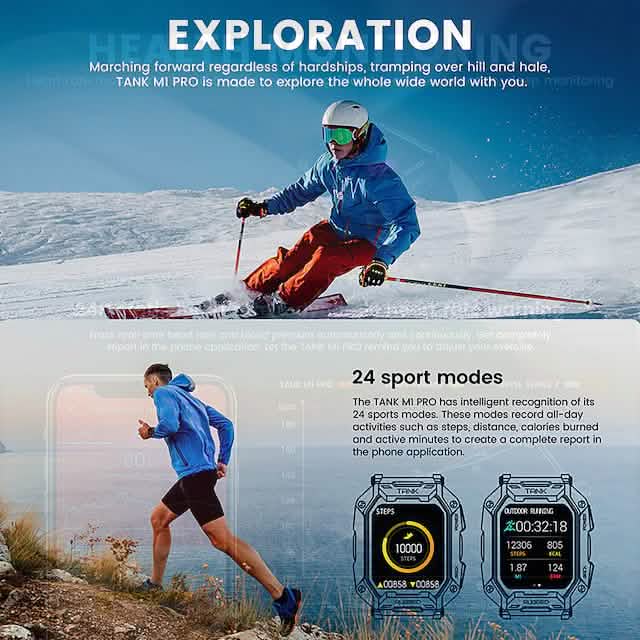 TANK M1 PRO Montre intelligente Montre connectée de fitness de 1,72 pouce